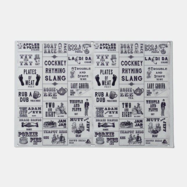 Funny Cute English Cockney Rhyming Slang Door Mat (Front)
