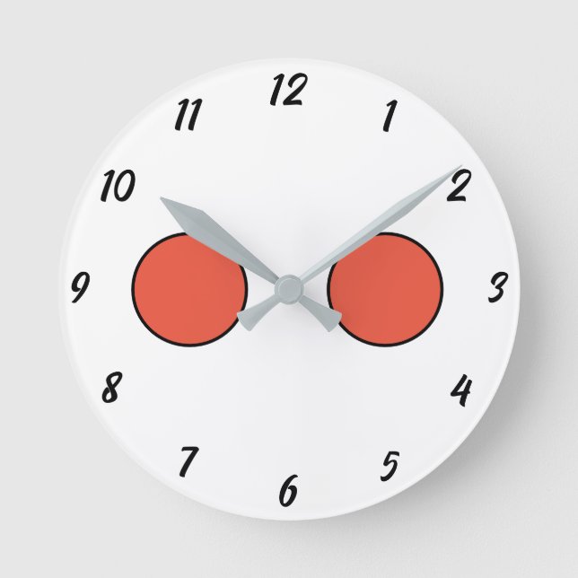 Funny Cute Face Eyes Halloween 2024 Orange Black  Round Clock (Front)