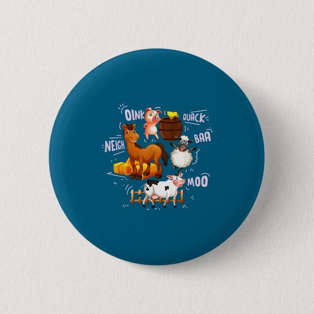 Funny Cute Farm Animals Sounds Button (Front)