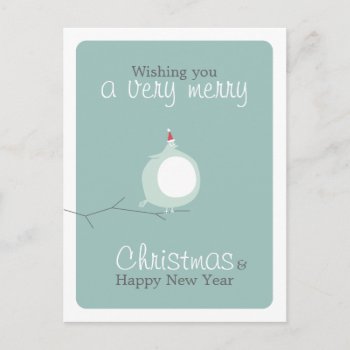 Funny Cute Fat Bird Christmas Wishes Postcard by tashatzazzle at Zazzle