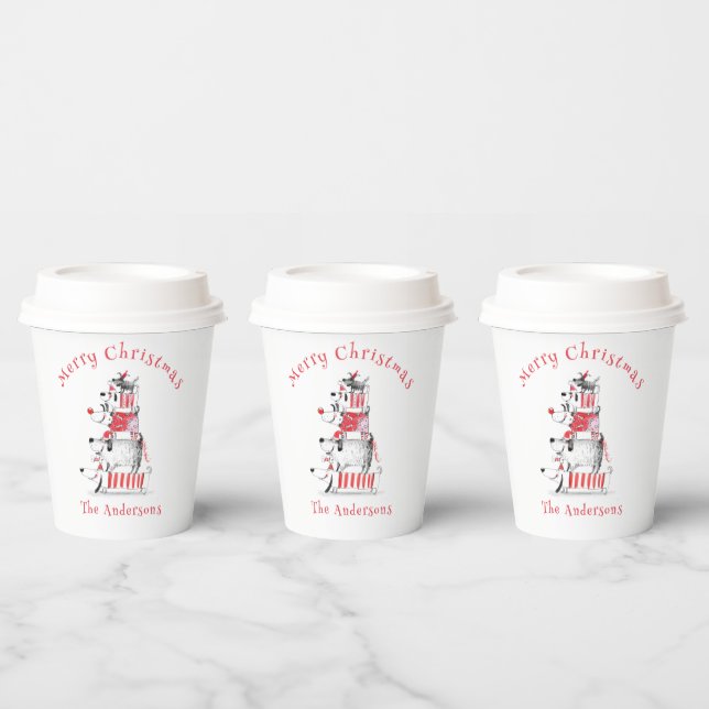Funny Cute Festive Dogs Merry Christmas  Paper Cups (Multi)