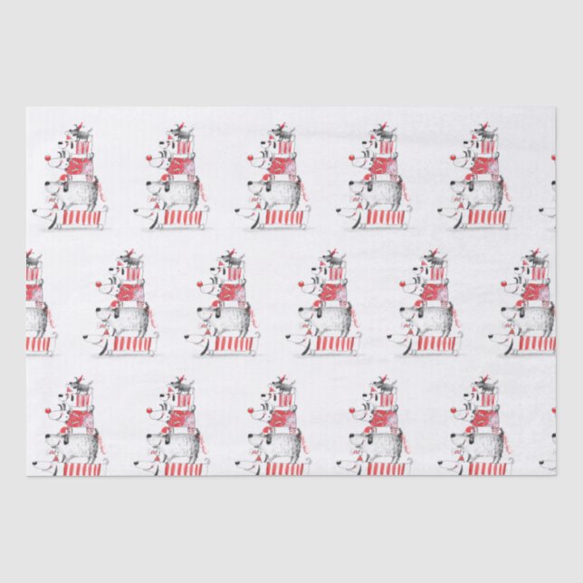 Funny Cute Festive Dogs Merry Christmas  Tissue Paper (Front)
