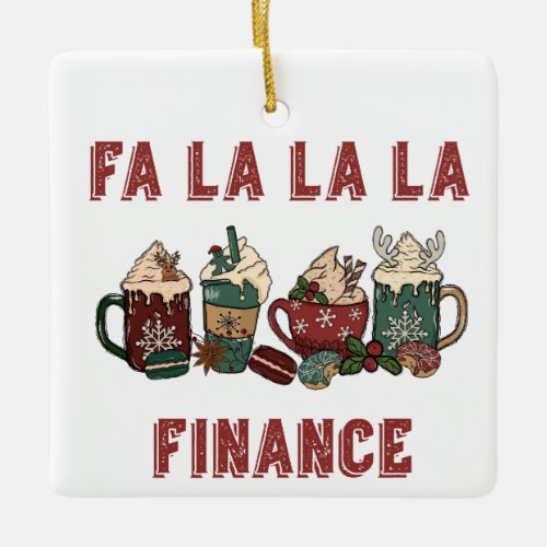 Funny Cute Festive Red and Green Christmas Finance Ceramic Ornament