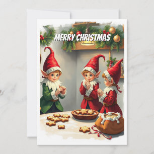 Funny Cute Festive Whimsical Christmas Gnomes  Holiday Card