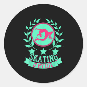 Funny Cute Figure Skater For Ice Skating Srt Gift Classic Round Sticker