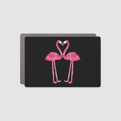 Funny Cute Flamingo Couple Love Heart Animal Car Magnet