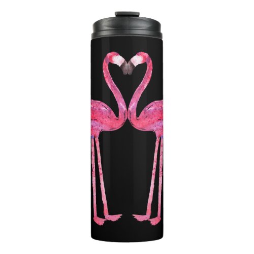 Funny Cute Flamingo Couple Love Heart Animal Thermal Tumbler