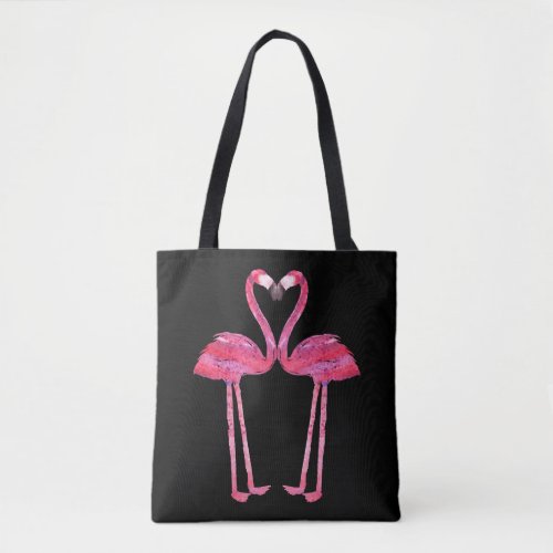 Funny Cute Flamingo Couple Love Heart Animal Tote Bag