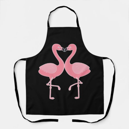 Funny Cute Flamingo Love Heart Tropic Animal Apron