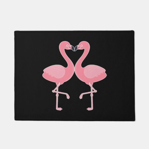 Funny Cute Flamingo Love Heart Tropic Animal Doormat