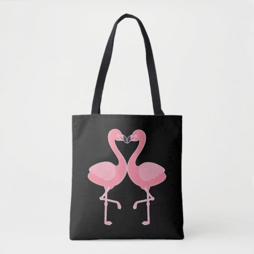 Funny Cute Flamingo Love Heart Tropic Animal Tote Bag