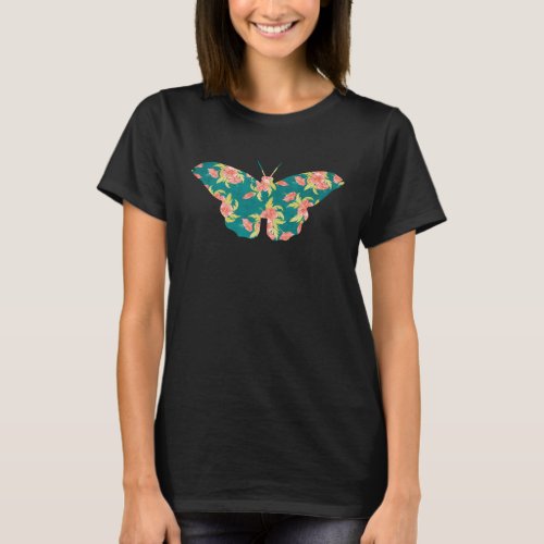 Funny Cute Floral Flower Pattern Art Butterfly Lov T_Shirt