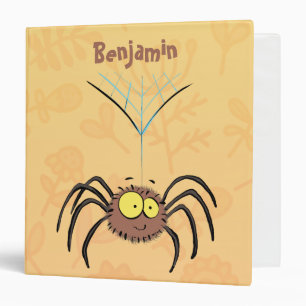 Funny cute fluffy spider cartoon 3 ring binder