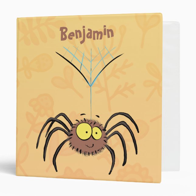 Funny cute fluffy spider cartoon 3 ring binder (Front/Inside)