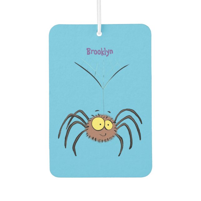 Funny cute fluffy spider cartoon air freshener (Front)