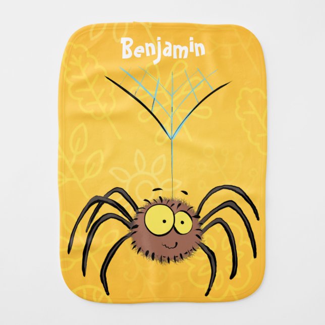 Funny cute fluffy spider cartoon baby burp cloth (Front)