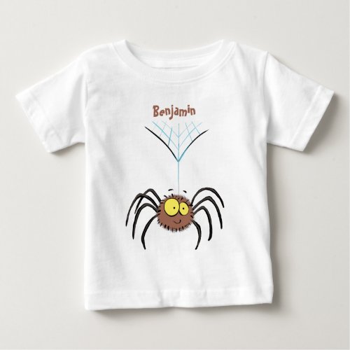 Funny cute fluffy spider cartoon baby T_Shirt