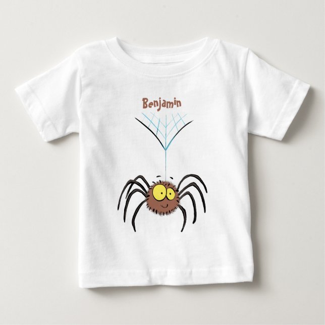 Funny cute fluffy spider cartoon baby T-Shirt (Front)