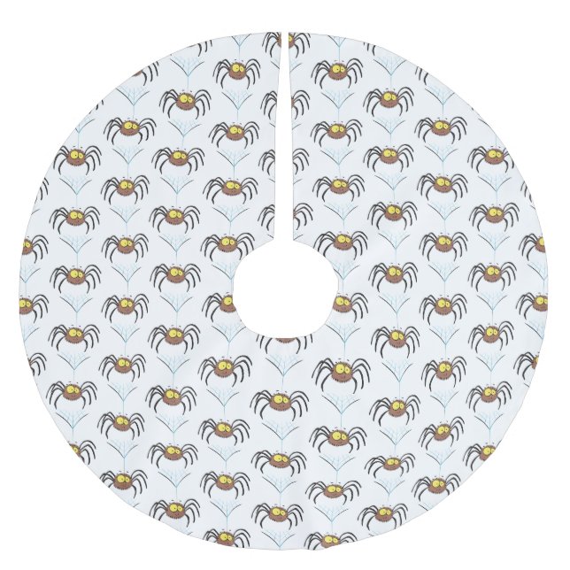 Funny cute fluffy spider cartoon brushed polyester tree skirt (Front)
