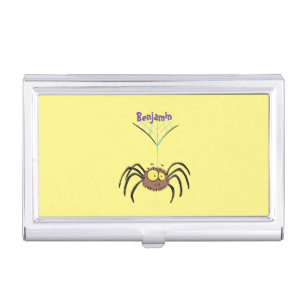 Funny cute fluffy spider cartoon business card case