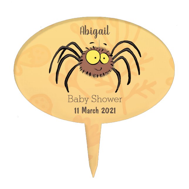 Funny cute fluffy spider cartoon cake topper (Front)