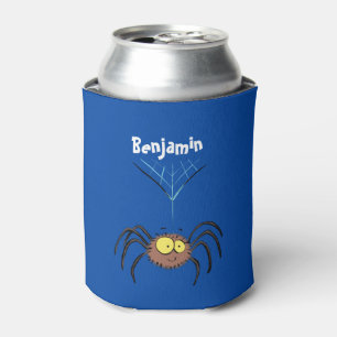 Funny cute fluffy spider cartoon can cooler