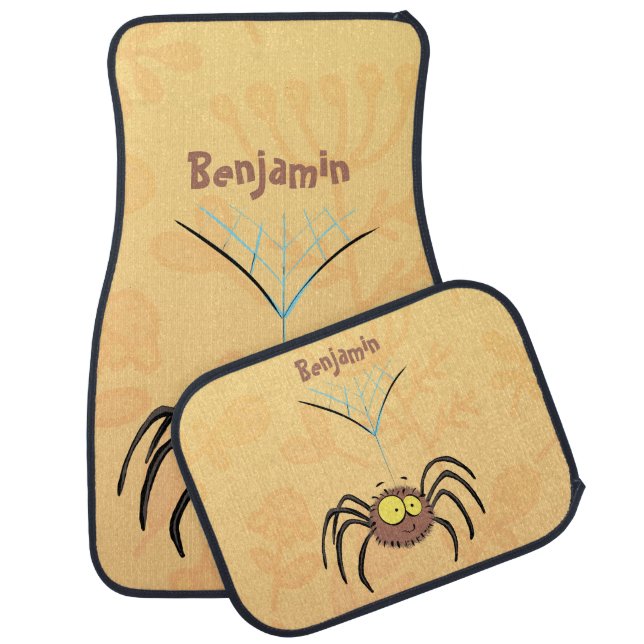 Funny cute fluffy spider cartoon  car floor mat (Set)