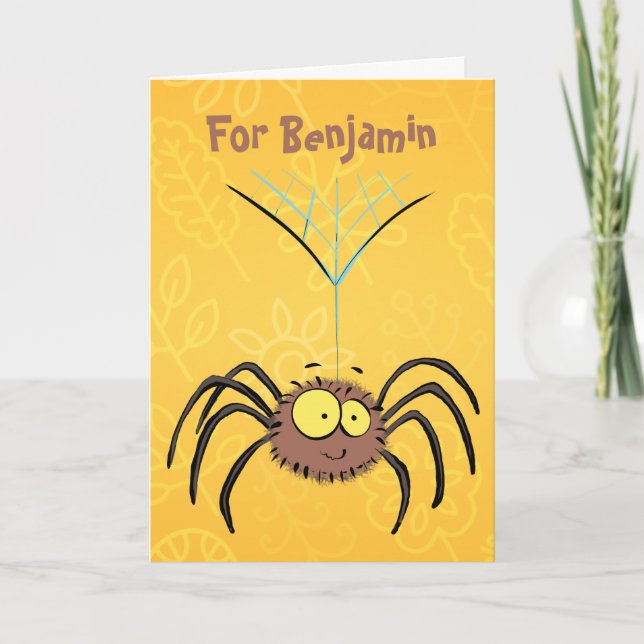 Funny cute fluffy spider cartoon card (Front)