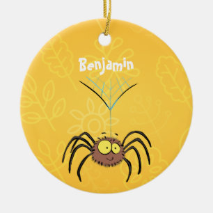 Funny cute fluffy spider cartoon ceramic ornament
