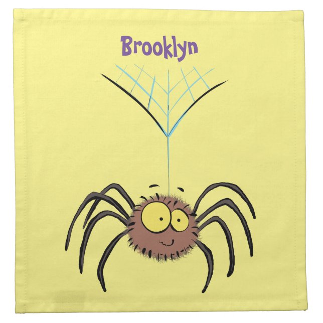 Funny cute fluffy spider cartoon cloth napkin (Front)