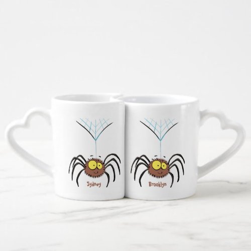 Funny cute fluffy spider cartoon coffee mug set