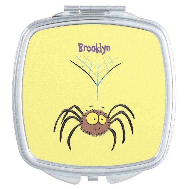 Funny cute fluffy spider cartoon compact mirror (Front)