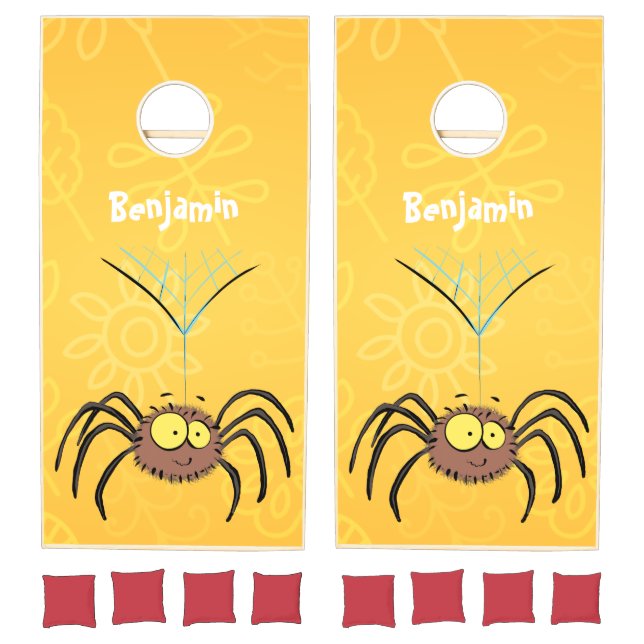 Funny cute fluffy spider cartoon cornhole set (Set)