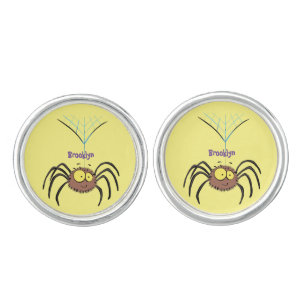 Funny cute fluffy spider cartoon cufflinks