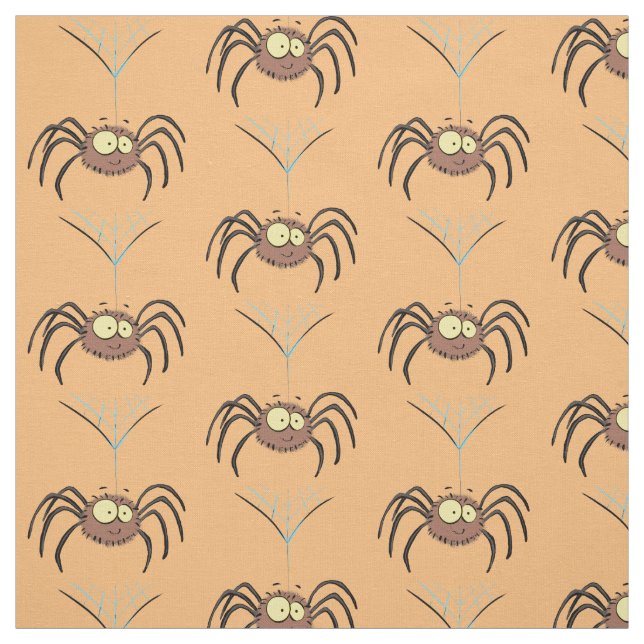 Funny cute fluffy spider cartoon fabric (Swatch)