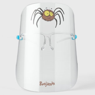 Funny cute fluffy spider cartoon face shield