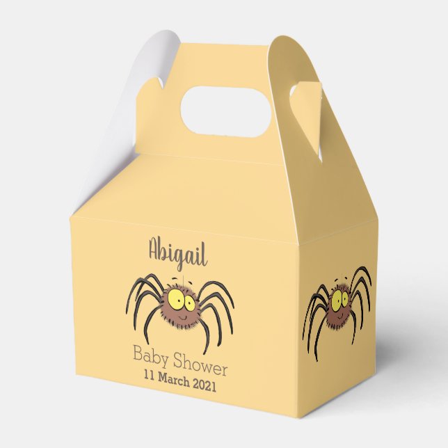 Funny cute fluffy spider cartoon favor boxes (Front Side)