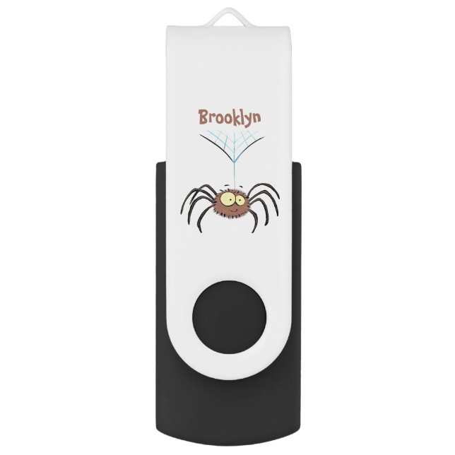 Funny cute fluffy spider cartoon flash drive (Front Vertical)