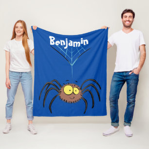 Funny cute fluffy spider cartoon fleece blanket