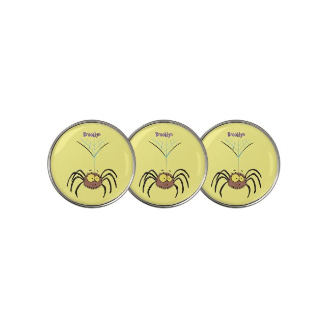Funny cute fluffy spider cartoon golf ball marker (3 Up)