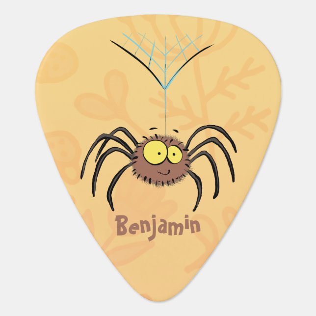Funny cute fluffy spider cartoon  guitar pick (Front)