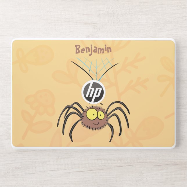 Funny cute fluffy spider cartoon HP laptop skin (Front)