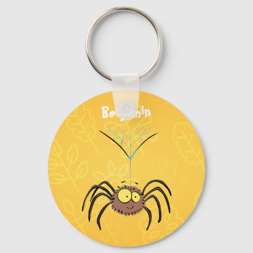 Funny cute fluffy spider cartoon keychain