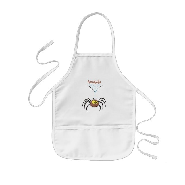 Funny cute fluffy spider cartoon kids' apron (Front)