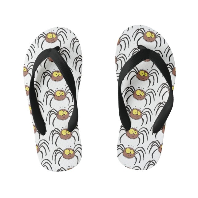 Funny cute fluffy spider cartoon kid's flip flops (Footbed)
