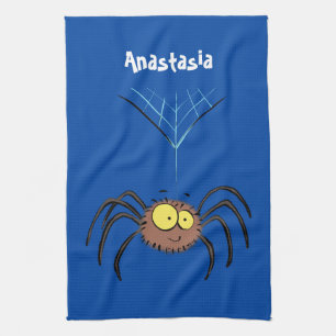 Funny cute fluffy spider cartoon kitchen towel