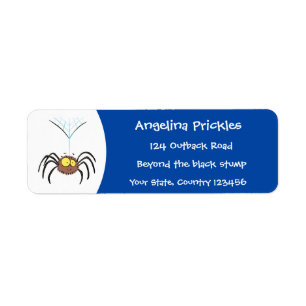 Funny cute fluffy spider cartoon label