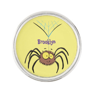 Funny cute fluffy spider cartoon lapel pin