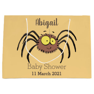 Funny cute fluffy spider cartoon large gift bag