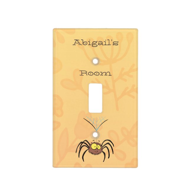 Funny cute fluffy spider cartoon light switch cover (Front)